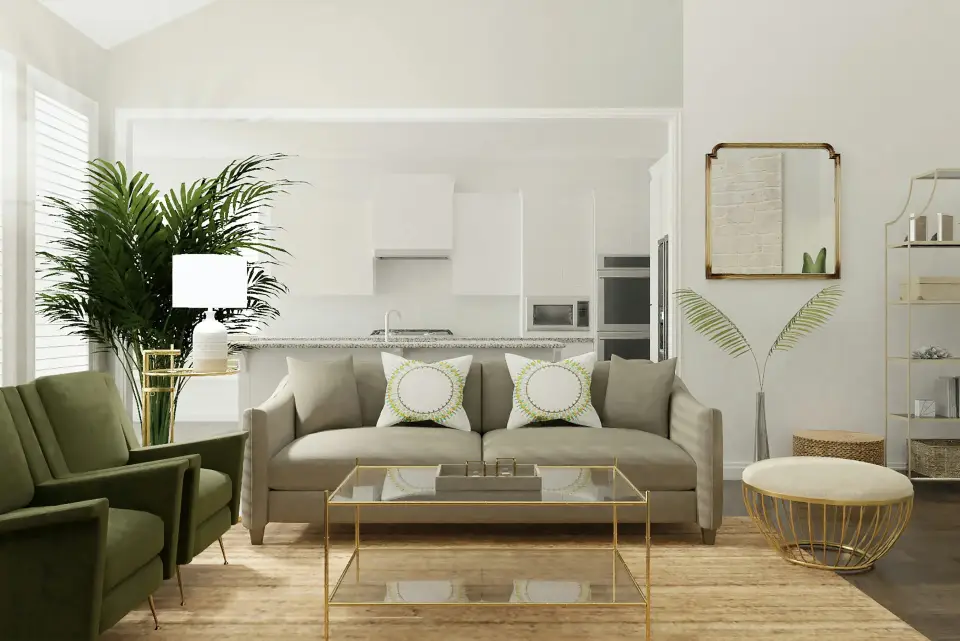 Open-plan living room during a first walk-through